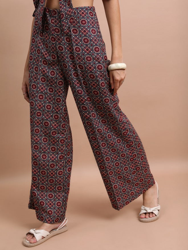 Vishudh Women Red Top With Palazzo - Red - Image 8