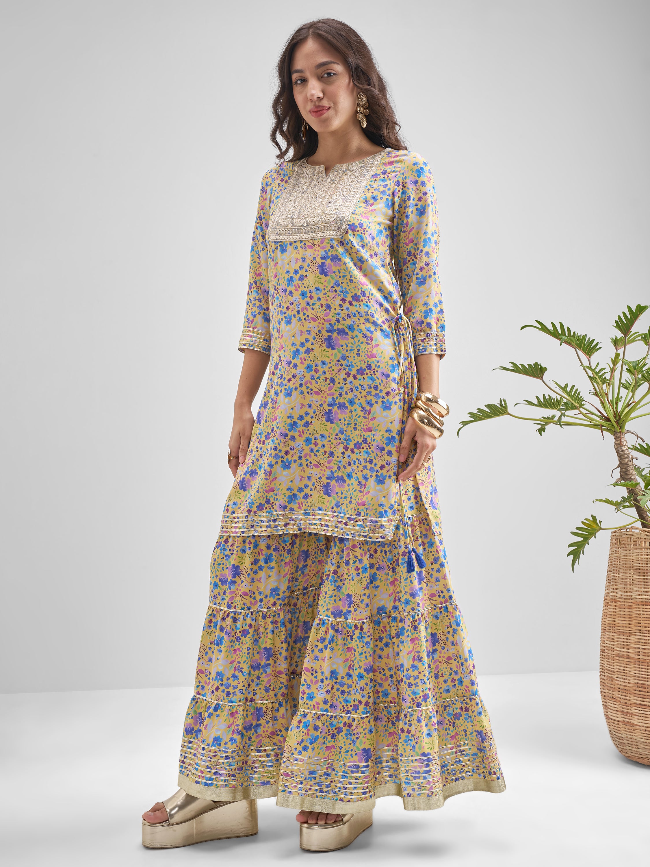 Vishudh Women Multi Printed Kurta With Sharara And Dupatta - Multi - Image 2