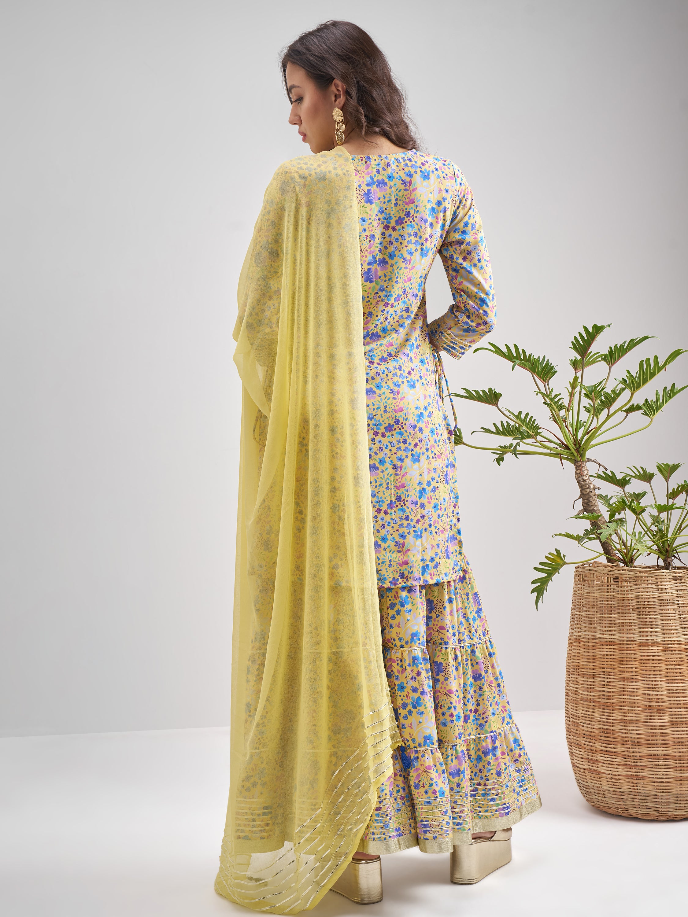 Vishudh Women Multi Printed Kurta With Sharara And Dupatta - Multi - Image 3