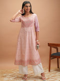 Vishudh Women Pink Printed Anarkali Kurta - Pink - Image 1