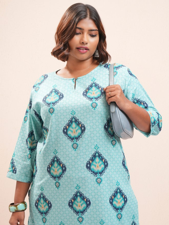 Vishudh Women Blue Printed Tunic - Blue - Image 1