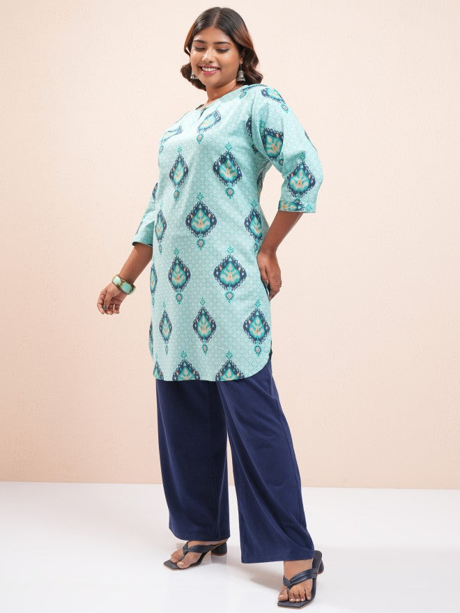 Vishudh Women Blue Printed Tunic - Blue - Image 4