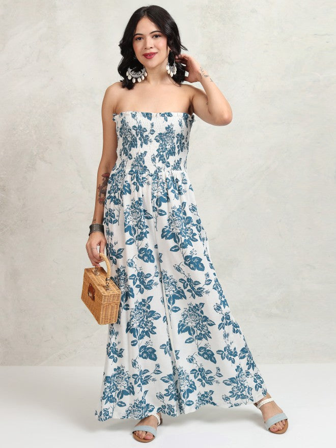 Vishudh Women White Printed Jumpsuit - White - Image 1