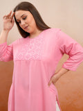 Vishudh Women Pink Embroidered Straight Kurta - Pink - Image 1