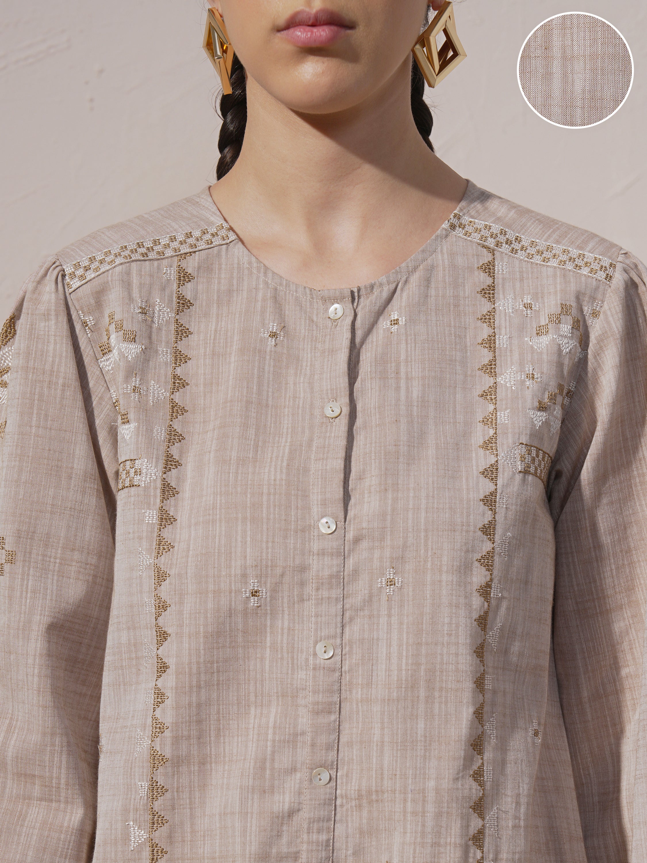 Vara By Vishudh Women Brown Embroidered A-Line Kurta - Brown - Image 5