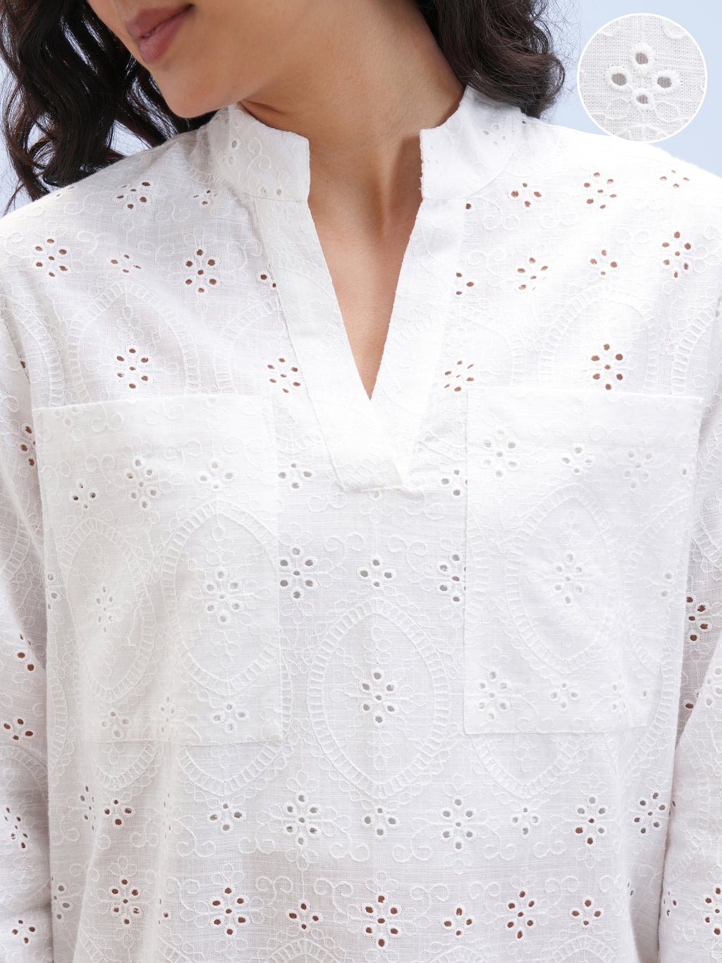 Vara By Vishudh Women White Embroidered Straight Kurta - White - Image 5