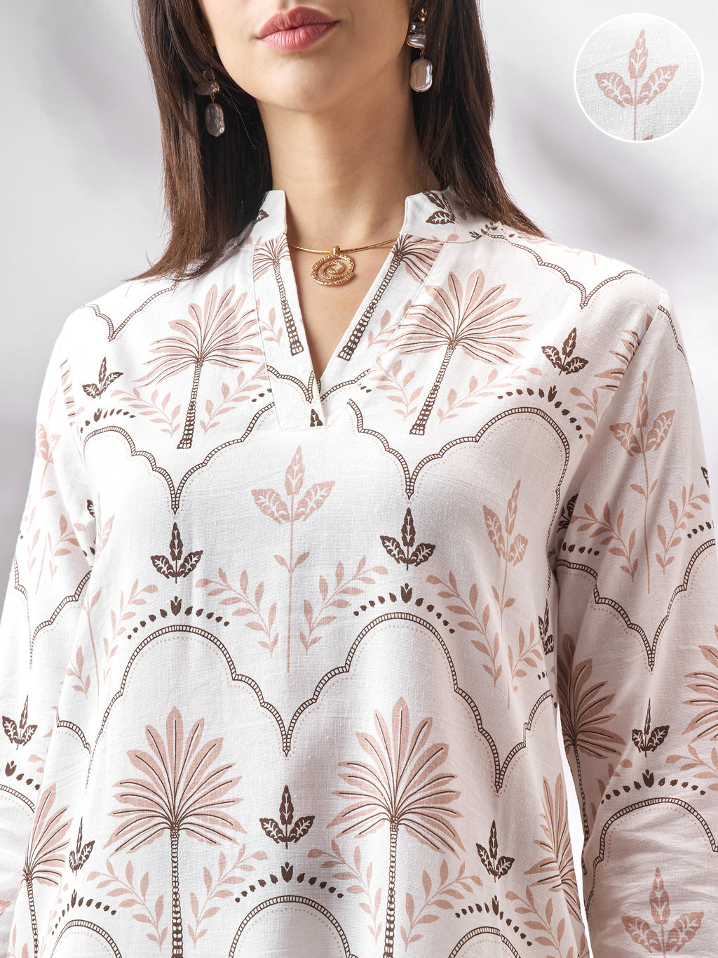Vara By Vishudh Women Tan Printed Straight Kurta - Tan - Image 5