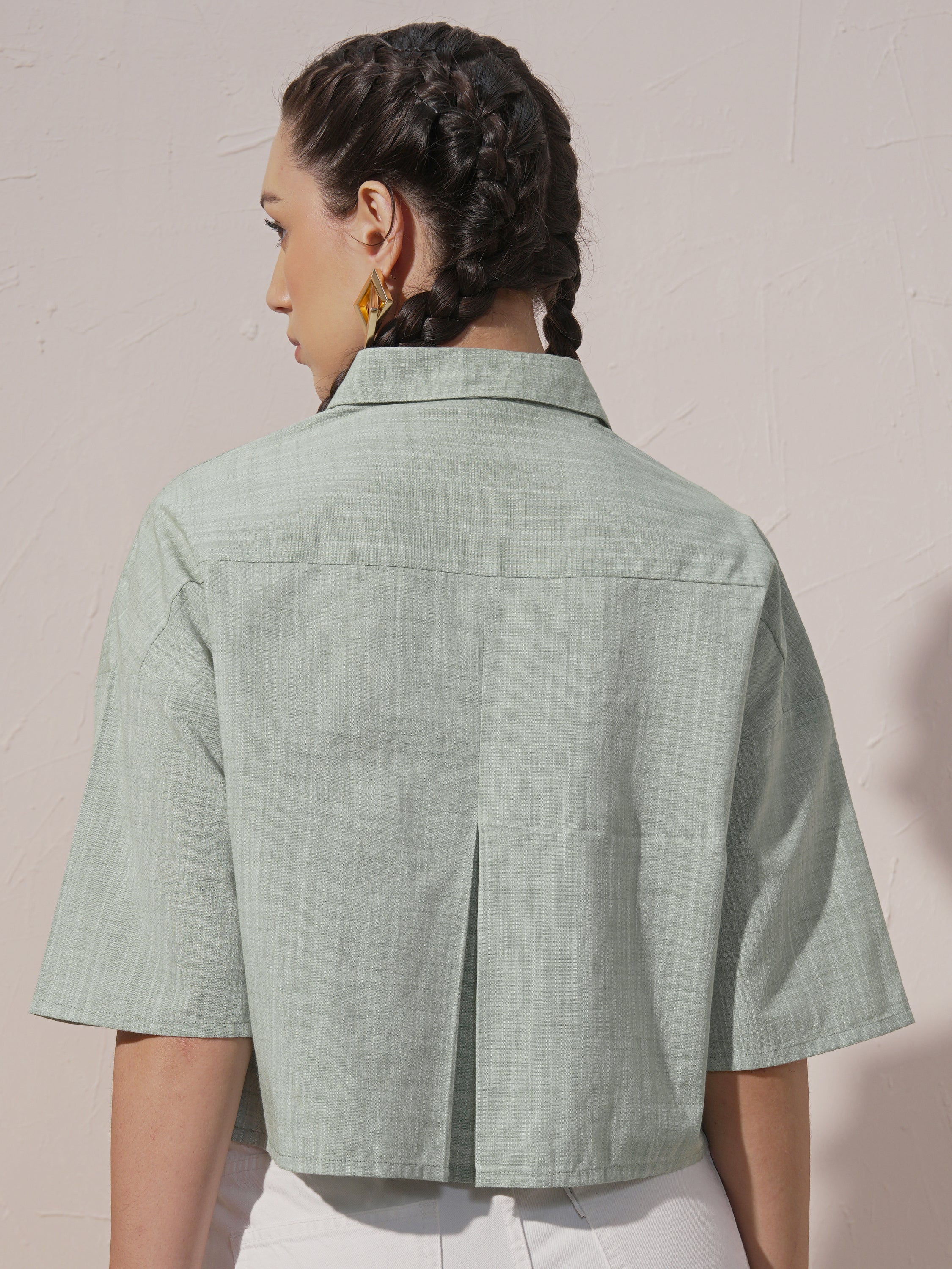 Vara By Vishudh Women Green Embroidered Casual Shirt - Green - Image 3