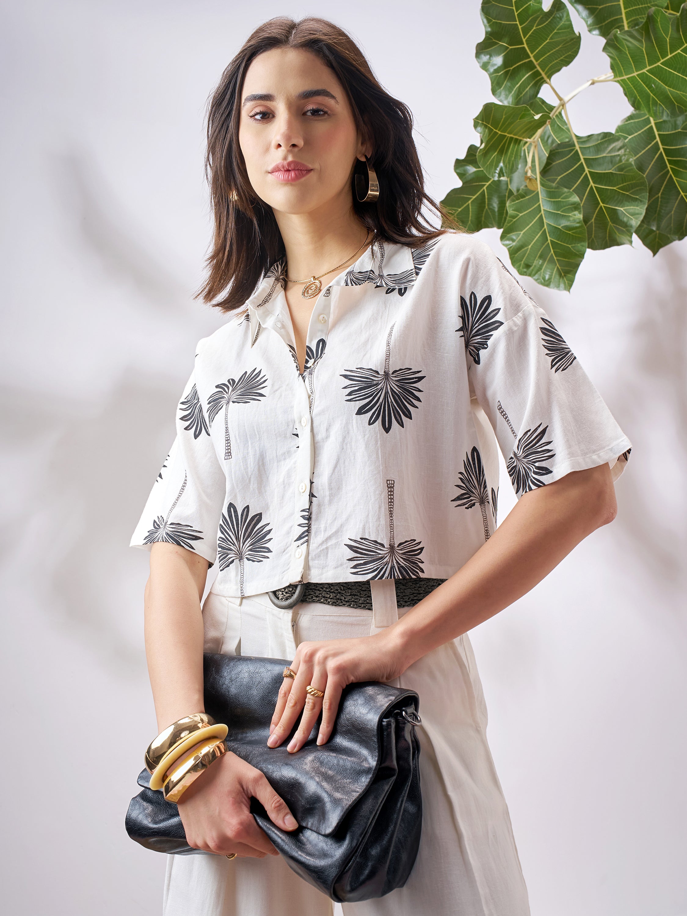 Vara By Vishudh Women Off White Printed Casual Shirt - Off White - Image 1