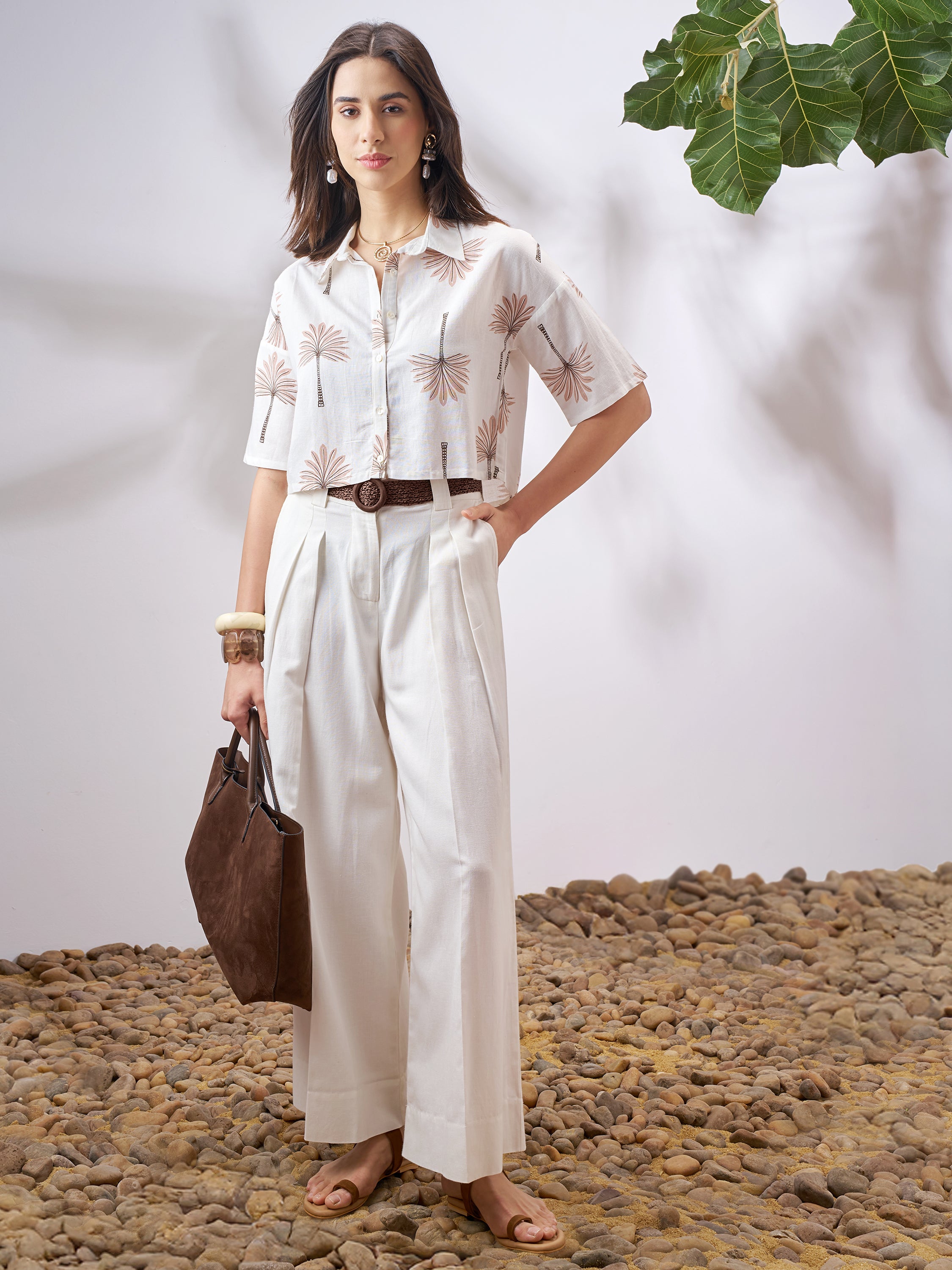 Vara By Vishudh Women Tan Printed Casual Shirt - Tan - Image 2