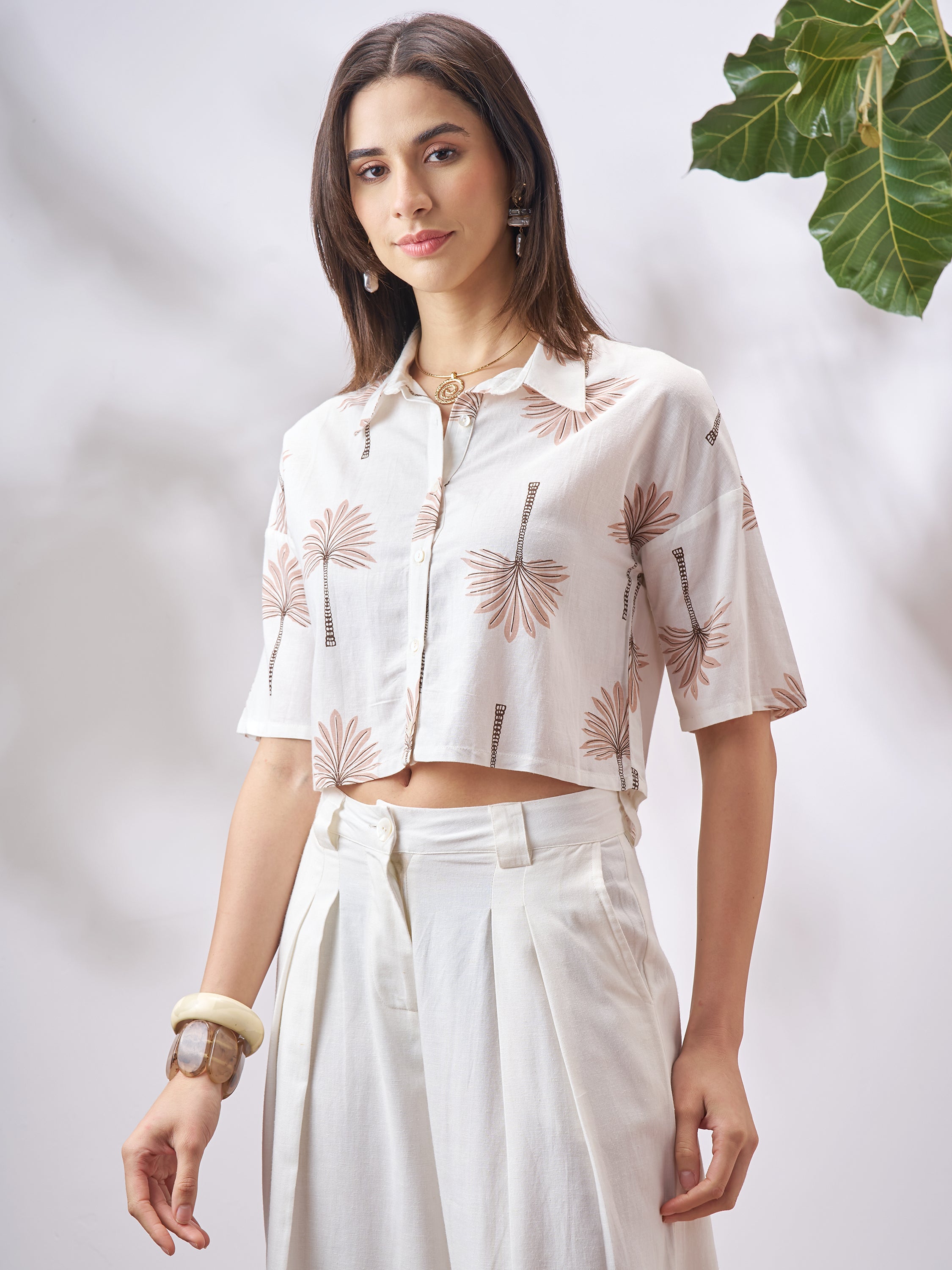 Vara By Vishudh Women Tan Printed Casual Shirt - Tan - Image 4