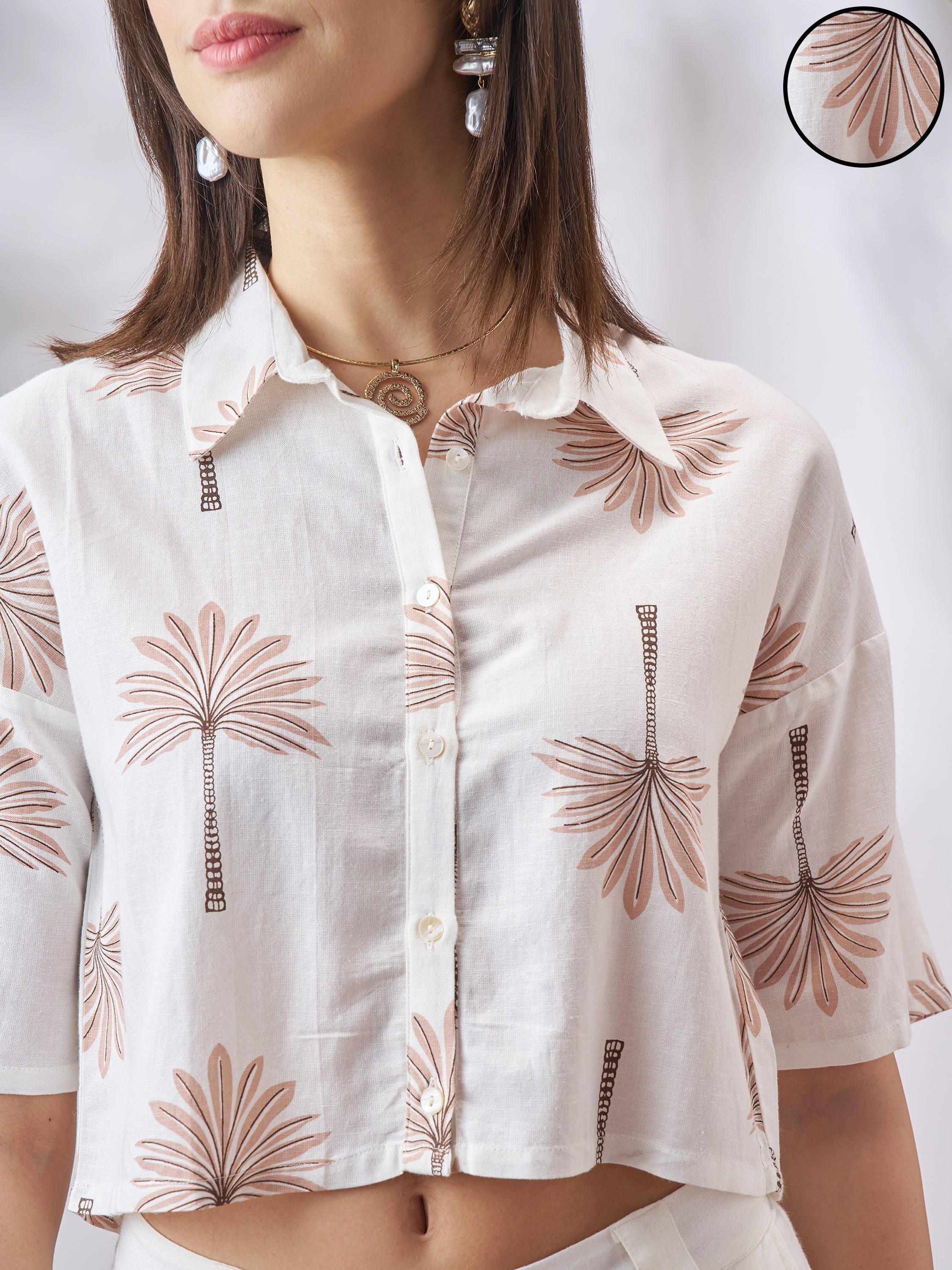 Vara By Vishudh Women Tan Printed Casual Shirt - Tan - Image 5