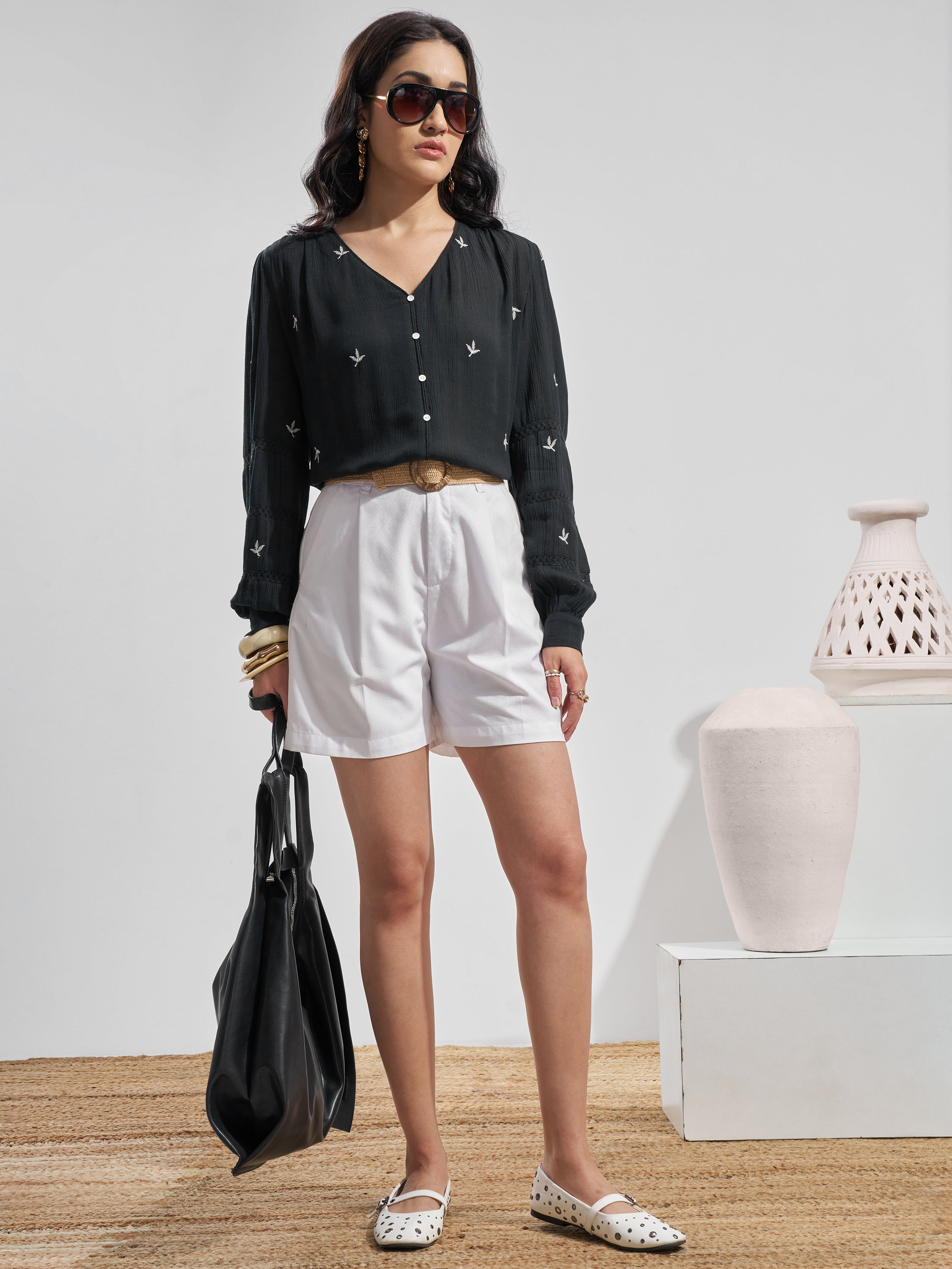 Vara By Vishudh Women Black Embroidered Tunic - Black - Image 2