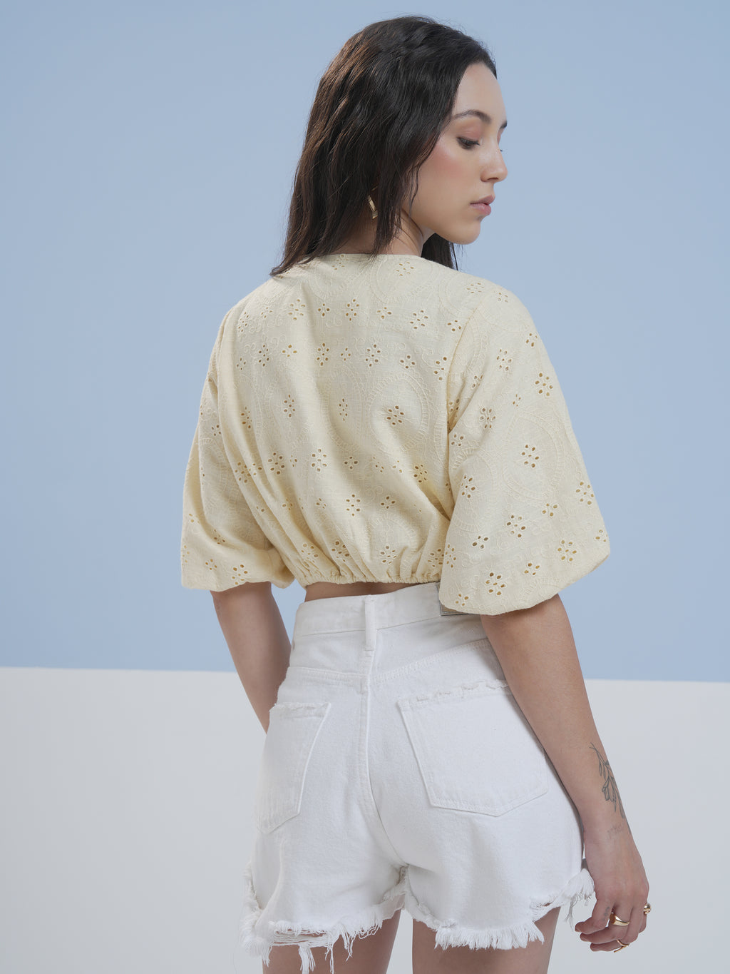 Vara By Vishudh Women Yellow Embroidered Top - Yellow - Image 3